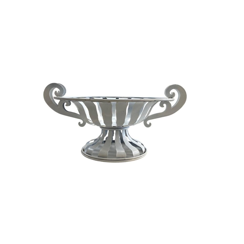 Decorative White Metal Fruit Bowl Urn - Picture 2 of 8